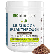 BIOptimizers boisson chocolatée à base de champignons, versement dans la tasse, énergie durable.