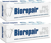 Tube Biorepair Pro White de 75 ml, pack de 2, prêt pour la routine quotidienne.