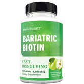 BioSchwartz Bariatric Biotin à mâcher dans sa boîte, soutien pratique post-bariatrie