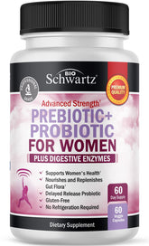 BioSchwartz bouteille gélules prébiotiques et probiotiques pour soutenir le microbiote féminin.