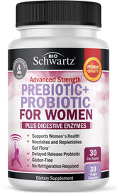 BioSchwartz prébiotiques-probiotiques pour femmes — bouteille, soutien digestif quotidien.