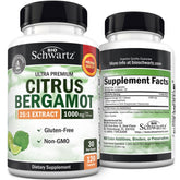 BioSchwartz Citrus Bergamot – bouteille avec capsules, soutien naturel potentiel au cœur.