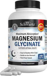 BioSchwartz Magnésium Glycinate 500 mg, capsules – absorption optimale et ingestion facile.