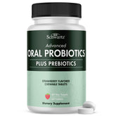 BioSchwartz Probiotiques Oraux Fraise – bouteille prête pour une routine buccale pratique.
