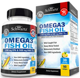BioSchwartz Oméga-3 en bouteille, gélules citron, peut soutenir articulations et peau.