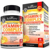 BioSchwartz Vitamin C Complex en bouteille, soutien potentiel à l’immunité et à l’énergie.