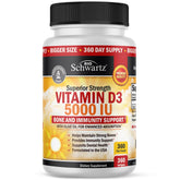 BioSchwartz Vitamine D3 5000 UI dans flacon huile d’olive pour absorption