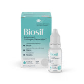 Biosil gouttes collagène – flacon sur fond blanc, soutien potentiel peau et cheveux