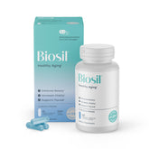 Capsules Biosil Vieillissement Sain, visualisation des gélules faciles à avaler pour peau et cheveux.