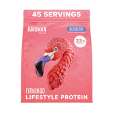 Poudre protéinée BIRDMAN Fitmingo goût bleuet pour énergie durable et satiété.