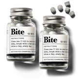 Bite pastilles dentifrice blanchissant, emballage pratique pour voyage et usage quotidien.