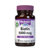 Bluebonnet Biotine 5000 mcg, capsules végétales: soutien potentiel pour cheveux et ongles.