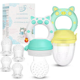 Bluet B pack deux pacificateurs fruits pour bébé, pratique et sûr pour l'apprentissage alimentaire.