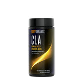 BodyDynamix CLA : bouteille et étiquette visibles, symboles de simplicité et transparence.