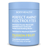 BodyHealth PerfectAmino électrolytes goût passion-fruit dans une bouteille, hydratation durable.