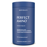Boîte BodyHealth PerfectAmino, emballage pratique pour utilisation quotidienne.