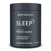 BodyHealth Sommeil – une bouteille vue en détail, suggérant une routine nocturne apaisante.