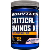 BODYTECH Critical Aminos XT, bouteille fraise-citronnade, soutient récupération et endurance.