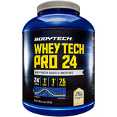 Bodytech Whey Tech Pro24: poudre vanille prête à mélanger, récupération musculaire potentielle.