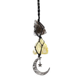 BOHO GARDEN Charme voiture avec quartz fumé et lune pendante pour énergie équilibrante.