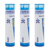 Boiron Sepia 30C: granules sous-langue fondent rapidement pour un usage discret.
