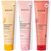 Pâte dentaire Boka Orange Crème — tube prêt au brossage en douceur pour enfants.