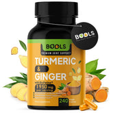 Bouteille Bools Curcuma-Curcumine, BioPerine et Gingembre, absorption optimisée.
