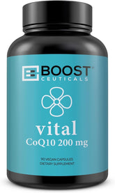 BoostCeuticals CoQ10 200 mg, bouteille visible, soutien potentiel à l'énergie.