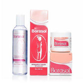 Borasol liquide antiseptique en flacon, hygiène intime et sensation rafraîchissante.
