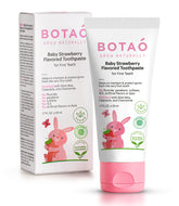 BOTAO dentifrice bébé sans fluorure, saveur fraise, idéal pour l'apprentissage du brossage.