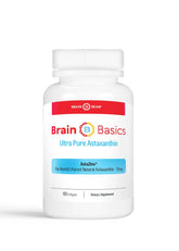 Brain Bean Brain Basics Astaxanthin sur la bouteille, clarté mentale potentielle.