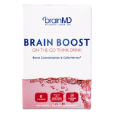 BrainMD Dr Amen Brain Boost en sachets framboise, pratique pour concentration en déplacement.