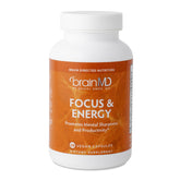 BRAINMD Focus & Energy, bouteille, énergie naturelle soutenue sans caféine.