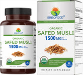 Brieofood Safed Musli: bouteille de 90 comprimés végétariens, pratique au quotidien.
