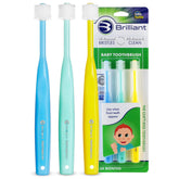Brosse bébé Brilliant avec tête ronde bleu menthe jaune pour un nettoyage en douceur
