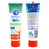 Brilliant dentifrice enfants sans fluor présenté en pack, pratique et sûr.