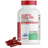 Bronson huile krill antarctique — bouteille avec étiquette, soutien bien-être quotidien