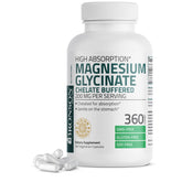 Bronson Magnésium Glycinate gélules dans le flacon, absorption élevée.