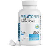 Bronson Mélatonine 12 mg – boîte montrée, soutien potentiel au sommeil grâce à des pastilles menthe.