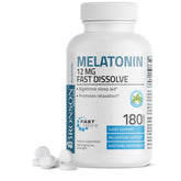 Bronson Mélatonine 12 mg, pastilles menthe, favorise un sommeil régulier et agréable.