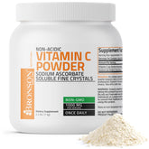 Bronson Vitamin C non acide en poudre dans une bouteille, soutien potentiel du système immunitaire.