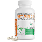 Bronson vitamine D3 10 000 UI, tablette organique, soutien potentiel des os et des dents.