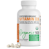 Bronson Vitamine D3 5000 UI dans une bouteille, pratique pour la routine quotidienne.