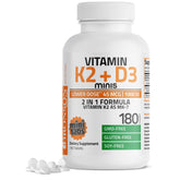 Bronson Vitamine K2 MK7-D3 – bouteille, format pratique pour l’apport quotidien.