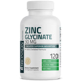 Bronson Zinc Glycinate 30 mg – bouteille végétarienne, complément clair pour le quotidien.