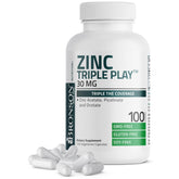 Bronson Zinc Triple Play – bouteille avec capsules végétariennes pour soutenir l'immunité