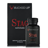 Bucked Up Stag Multivitamine pour homme, flacon visible; soutien énergie et vitalité.