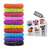 Bracelets BuggyBands antimoustiques, 10 couleurs, idéal pour activités extérieures.