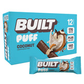 Barre Built Bar Puffs Coco, emballage pratique pour une collation rapide.