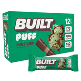 Built Bar Puffs Menthe-Chocolat emballage élégant pour une collation pratique.
